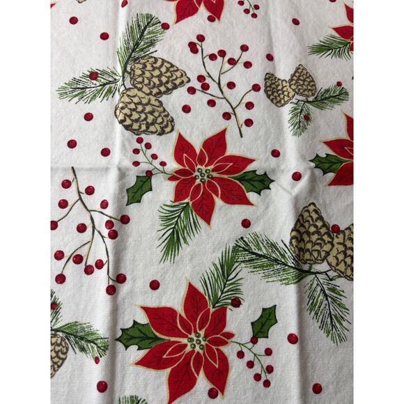 Urban Villa Christmas Cloth Napkins Set of 10 Poinsettia Pinecone Cotton Holiday - Picture 5 of 7